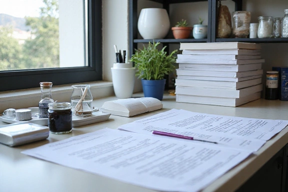 Vědecké vybavení a knihy symbolizující výzkum